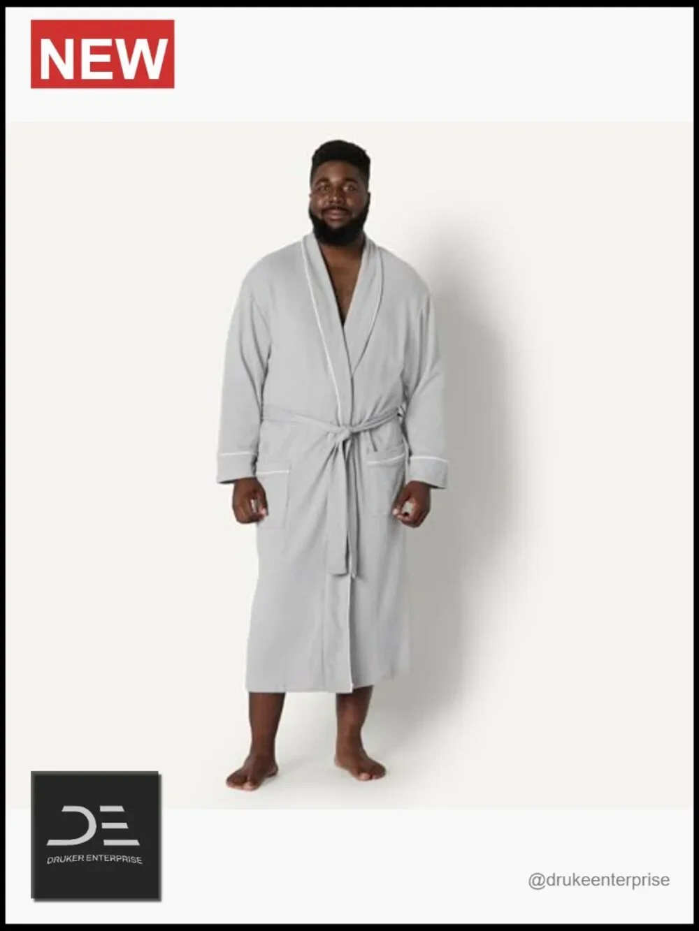 Men's Lightweight Cotton Waffle Bathrobe Big & Tall Relaxed Fit